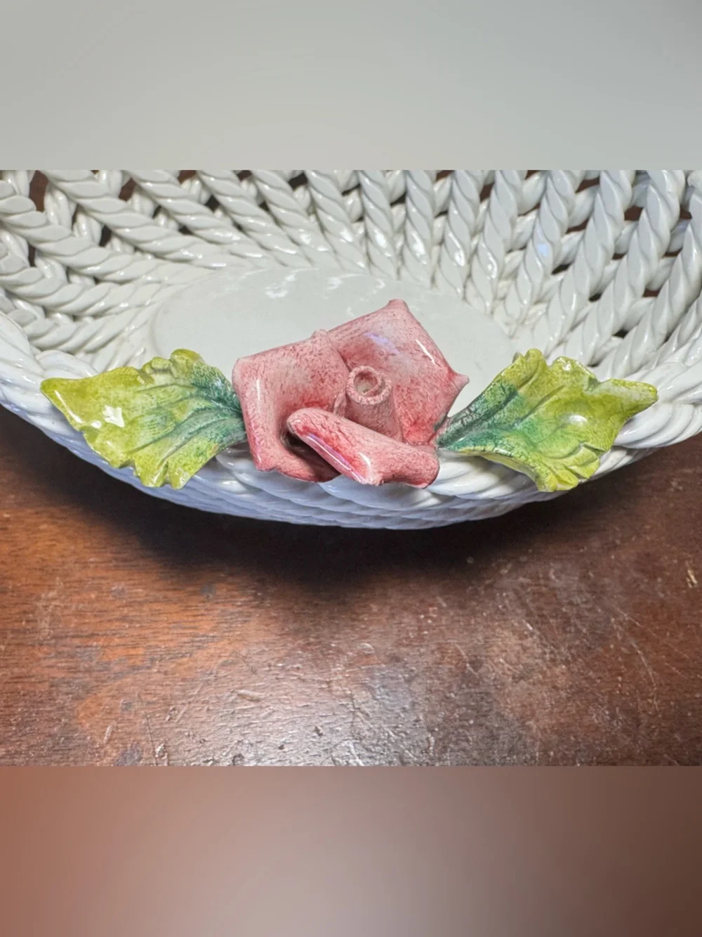 Vintage Ceramic Open Weave Basket | Made in Italy - Picture 9 of 10